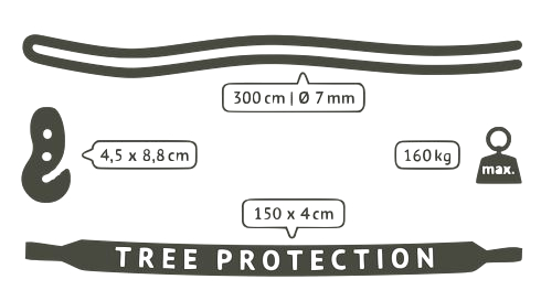 TreeMount Black - Fixation arbre & poteau pour hamacs